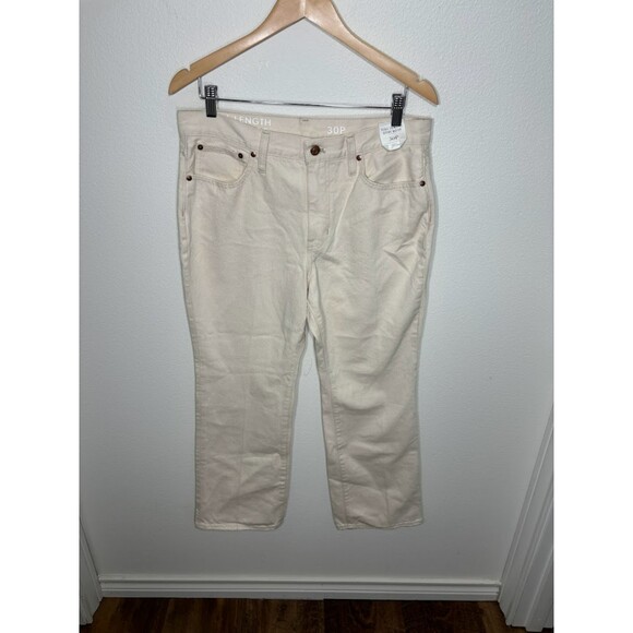 J. Crew Jeans Full Length Demi Boot Ecru Size 30 Petite Cream Denim Classic NWT - Picture 2 of 4